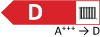 Red navigation tab with the letter D and a small barcode icon on the right, likely a UI control for a D-related feature or barcode option.