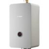 Bosch compact white water heater/boiler with a circular digital display on the front