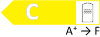 Yellow cookie consent bar with a white circular 'C' icon on the left and a small preferences panel on the right.