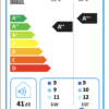 European Bosch energy label showing A+++ to D scale, radiator icon, 55°C/35°C indicators, noise levels 41 dB and 53 dB, Europe map, and 9–12 kW range