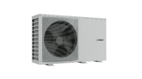 Bosch outdoor HVAC condenser with a large front fan behind a protective grille. - Solarplaza