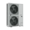 Bosch outdoor air conditioning unit with two large fans in a white enclosure.
