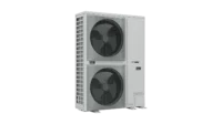 Bosch outdoor HVAC unit with two large fans, metal grille, and side access panel on a black background (industrial air conditioner).** бұл - Solarplaza
