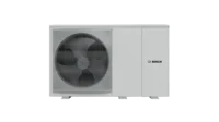 Bosch outdoor HVAC condenser unit with protective grill and large fan - Solarplaza