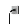 Wall-mounted electric vehicle charging unit with a black cable plugged into the socket