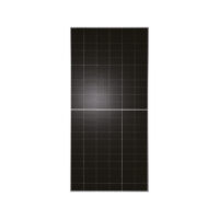Solar photovoltaic panel with a grid of dark cells and a silver frame on a white background. - Solarplaza