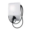White Bosch wall-mounted EV charging unit with a bundled charging cable and plug.