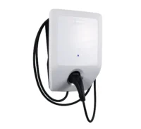 O140839250_power_charge_7000i_wallbox_right - Solarplaza Bosch electric vehicle charging wall unit with a plugged-in charging cable, white compact design. - Solarplaza