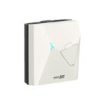 SolarEdge solar inverter unit with a geometric white housing used to convert DC from solar panels to AC electrical output. - Solarplaza